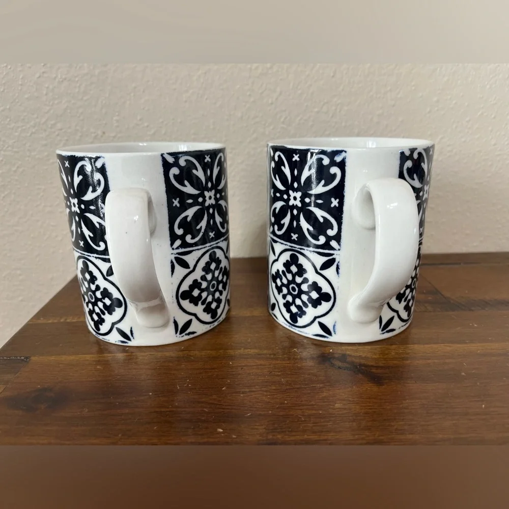 Pier 1 Tiled Medallion Set of Two Mugs